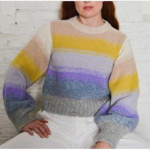 ELEVEN SIX Joy Ombre Crew Neck Blouson Sleeve Alpaca Knit Sweater L NWT